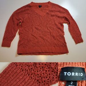 2X TORRID PSL FALL BURNT BRICK ORANGE RED BREATHABLE FALL SWEATER